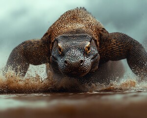Obraz premium Fierce Komodo dragon on Indonesian beach
