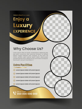 Luxury hotel flyer template design .