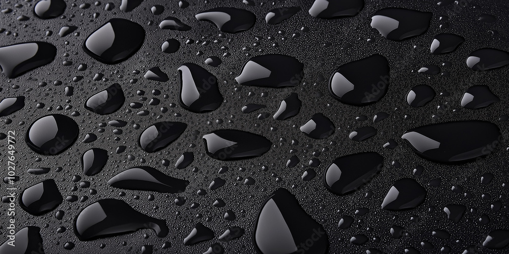 Poster water droplets forming abstract shapes on a textured surface