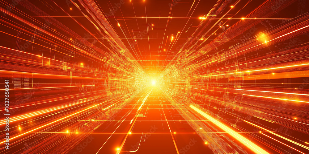 Poster digital tunnel streaking with light speeding into the future