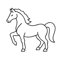 Fototapeta premium Line drawing of a proud horse standing on a clean background