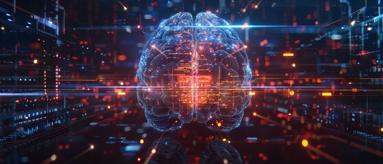 Obraz premium Futuristic Brain in Digital Space Concept
