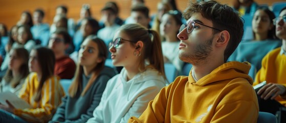 Fototapeta premium Engaged Students in a Classroom Setting