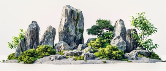 Serene Natural Landscape with Rocks and Greenery