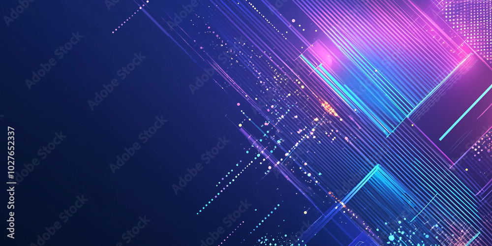 Poster Futuristic and vibrant digital background is depicting the flow of data and information