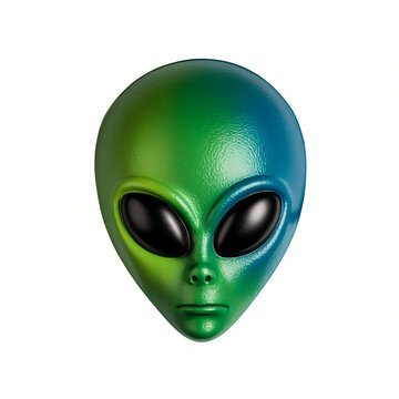 Plastic Halloween party alien grey face mask, isolated on a white background