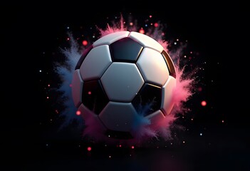 Naklejka premium Flying soccer ball on fire -falling down 
