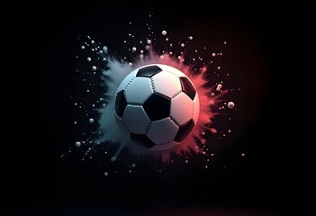 Fototapeta premium Flying soccer ball on fire -falling down 