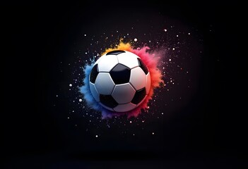 Naklejka premium Flying soccer ball on fire -falling down 