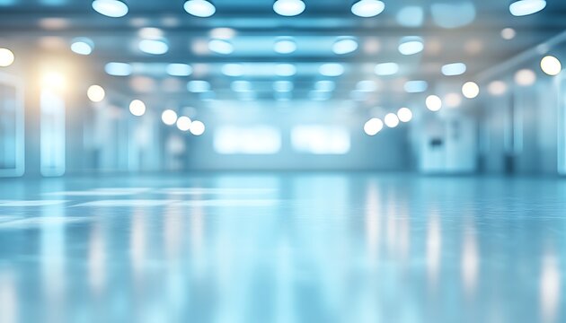 A modern, spacious interior with a reflective floor and bright, diffused lighting creates a calm and serene atmosphere.