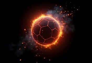 Fototapeta premium Flying soccer ball on fire -falling down 