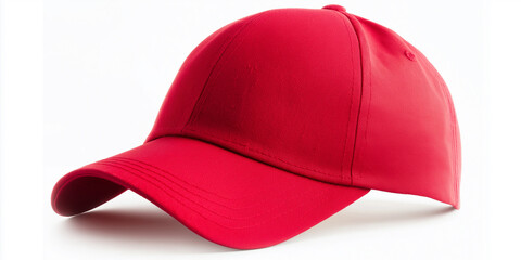 Red baseball cap lying on white background
