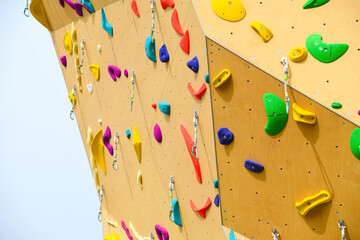 Artificial yellow climbing wall.