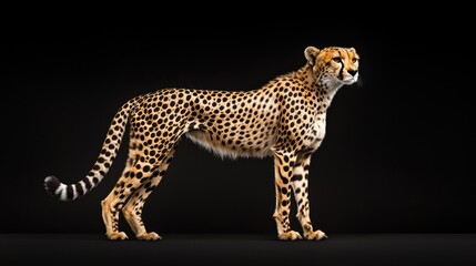 Fototapeta premium A single cheetah caught in a distinctive stance, standing tall with its muscles visible under its coat