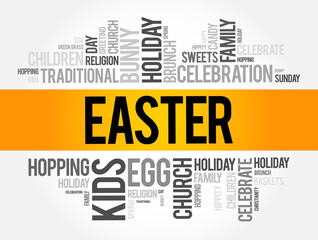 Easter word cloud collage, holiday concept background