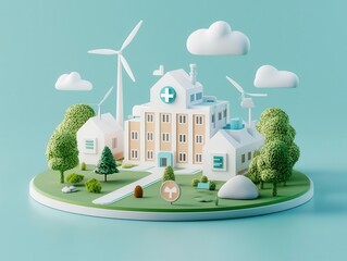 A netzero hospital using renewable energy and ecofriendly materials, Ecohospital, Sustainable healthcare