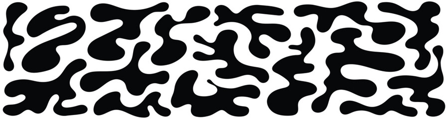 Abstract organic shape vector design isolated in black and white background horizontal. Trendy blob shapes vector design elements illustration set