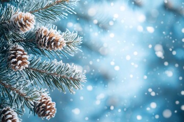 Snowy winter season background in nature