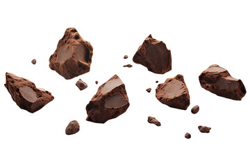 Chocolate chunks isolated on a transparent background.