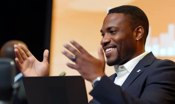 Botswanan Man Presenting at Business Conference