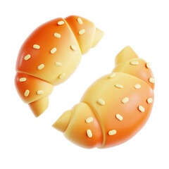 PNG 3D almond croissant illustration isolated on a white background