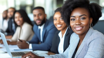 Fototapeta premium Diverse team of business professionals smiling and looking at camera.