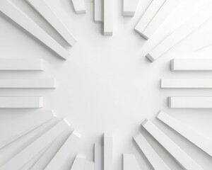 Obraz premium Abstract metallic 3D bars piercing through a white surface, symbolizing breakthrough business growth, Metallic breakthrough, Business success concept