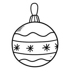 Hand drawn doodle christmas ball on white background.