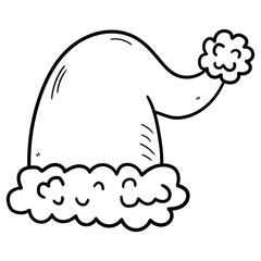 Hand drawn doodle santa claus hat on white background.