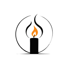 Candle fire logo design vector illustration. Candle suitable for business and industrial logos