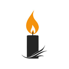 Candle fire logo design vector illustration. Candle suitable for business and industrial logos