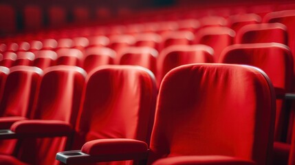 Obraz premium Front empty red Theater chairs tilt angle