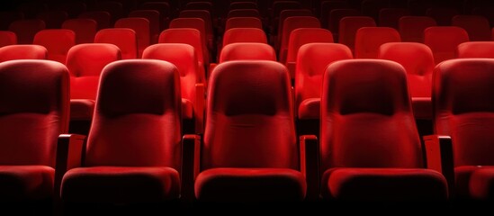 Obraz premium Front empty red Theater chairs four row
