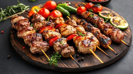 Grilled Skewers with Fresh Vegetables and Spices