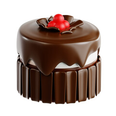 PNG 3D black forest cake illustration isolated on a white background