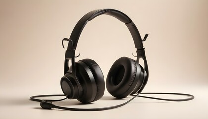 Headphones with a microphone in a recording studio, designed to highlight the professional sound quality and immersive experience for audio production