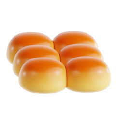 PNG 3D bread roll illustration isolated on a white background