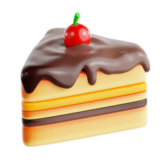 PNG 3D cake slice illustration isolated on a white background