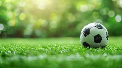 Fototapeta premium Close-up of a Soccer Ball on Grass.Generative AI