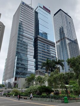 China construction bank building facade in Central, Hong Kong