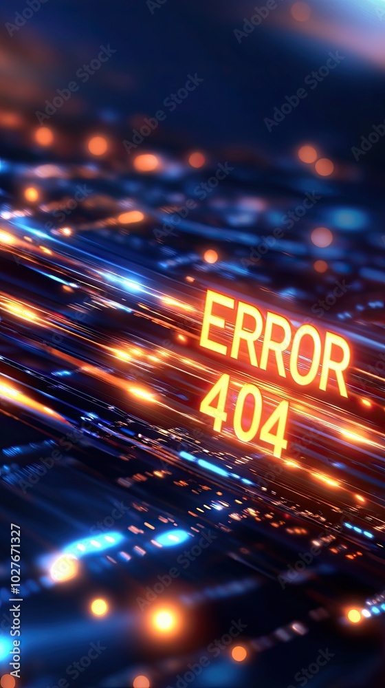 Aufkleber Digital Representation of an ERROR 404 Message in a Futuristic Technology Backdrop