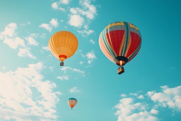 Naklejka premium Hot Air Balloons Soaring Through the Clouds