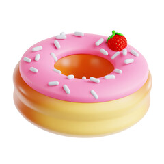 PNG 3D cronut strawberry illustration isolated on a white background