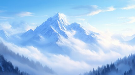 Obraz premium The view from the top of the mountain with clouds is very beautiful