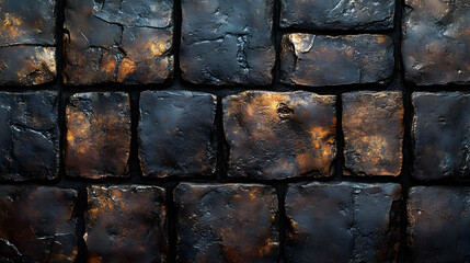 Dark Stone Wall Background Texture - Black and Gold