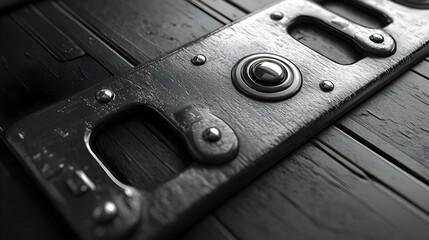 Black Metal Button with Grooves Illustration