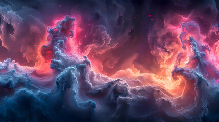 Fototapeta premium Abstract Cosmic Cloudscape: A Colorful Nebular Background