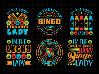 I'm The Lucky Bingo Lady SVG Bingo Games Bingo Gift Crazy Bingo Lover Tshirt Bundle Bingo Quotes Design,