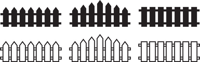Fence design variations in black and white styles
