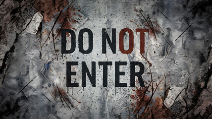 Grunge textured "Do Not Enter" sign black and red warning danger forbidden urban decay street art 
